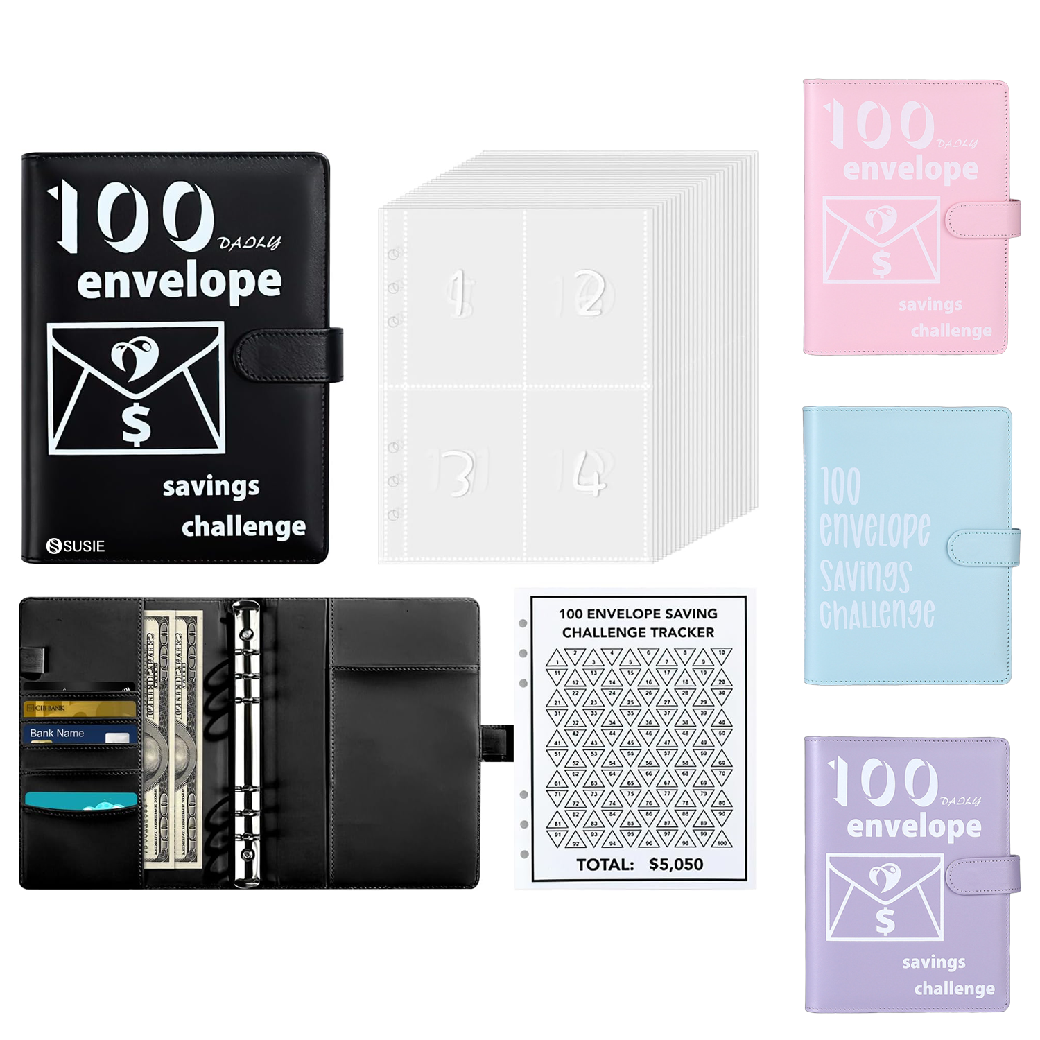 100 Envelopes Money A5 Saving Challenge Binder