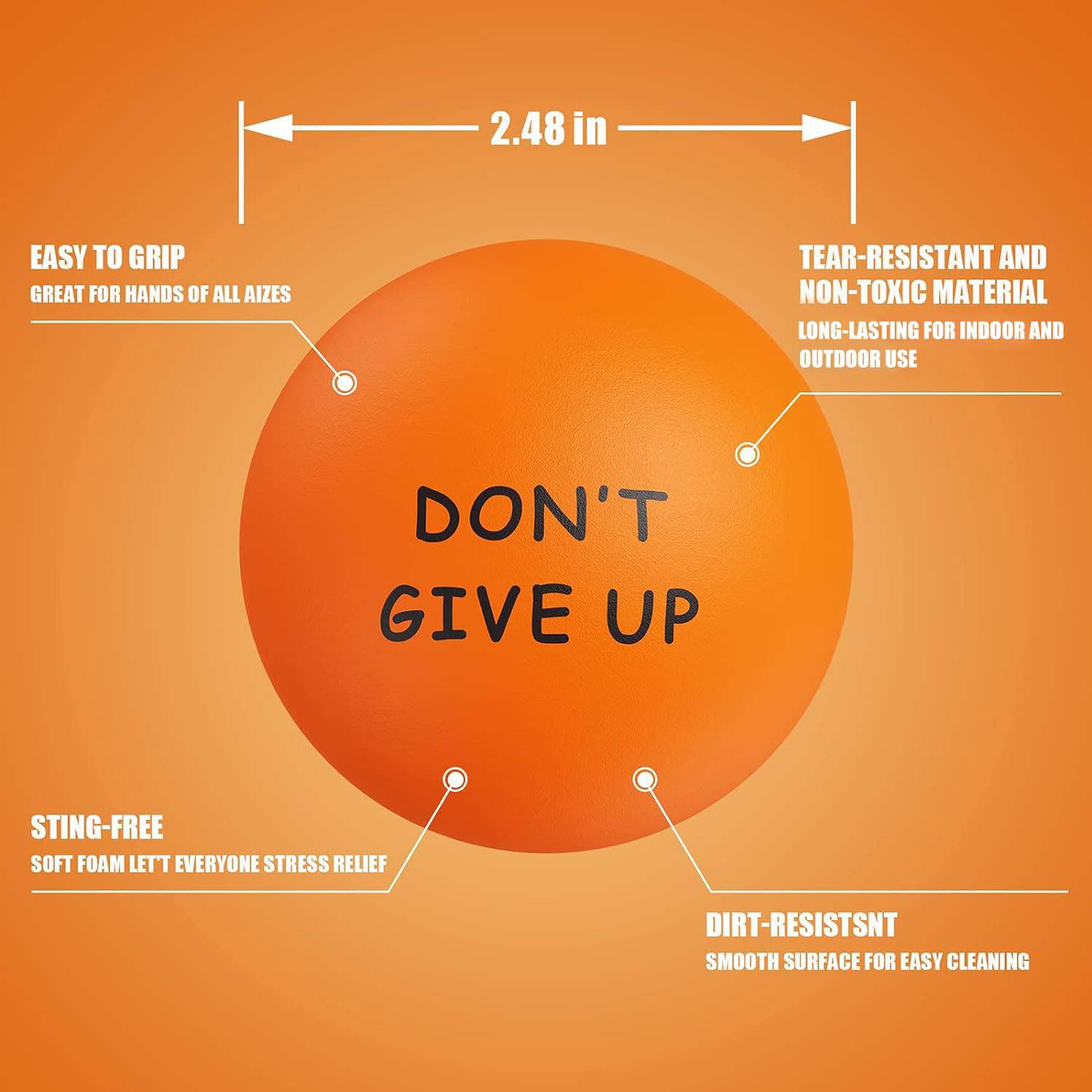 Motivational Round PU Stress Relief Ball 10