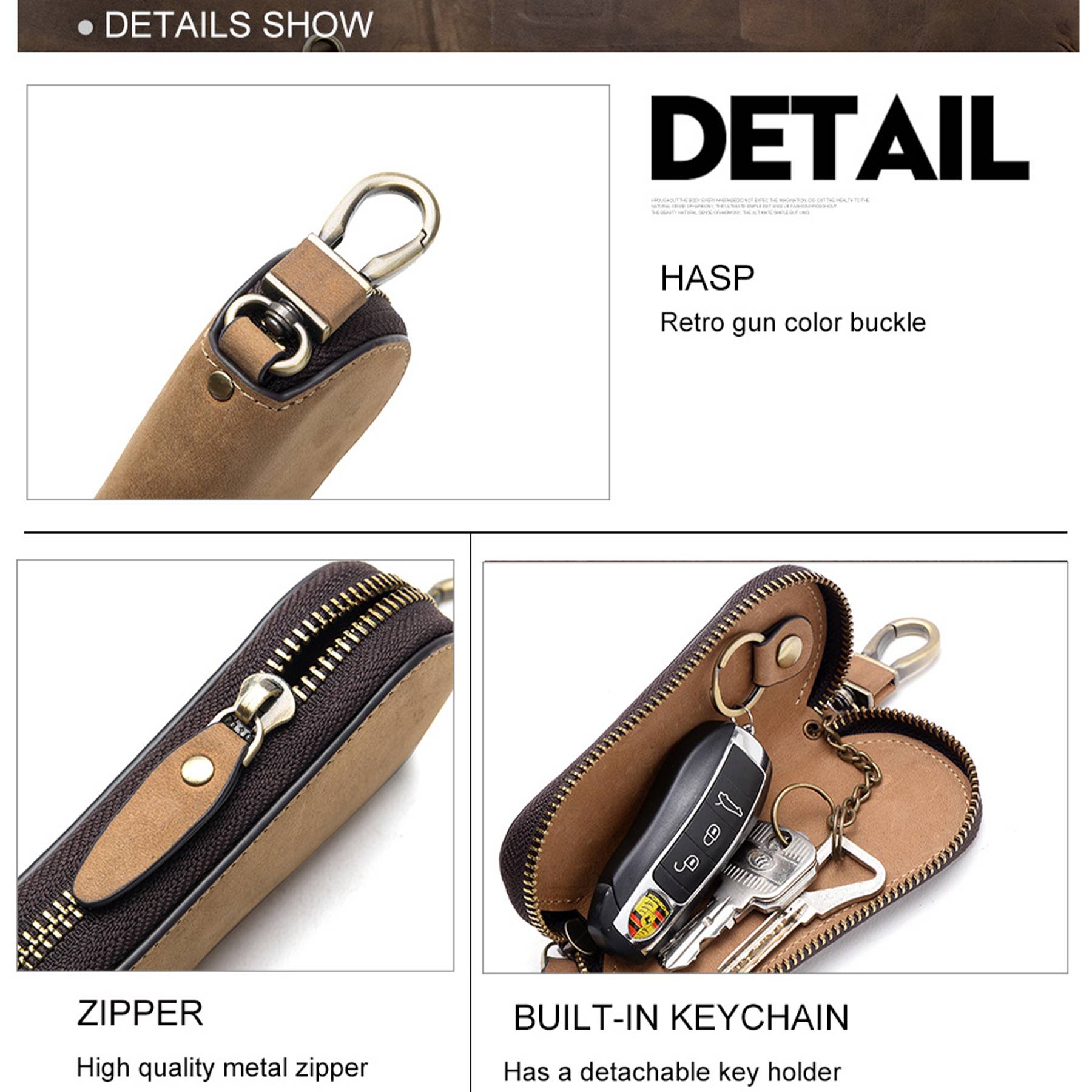 Genuine Leather Multifunctional Universal Motors Key Pack 4