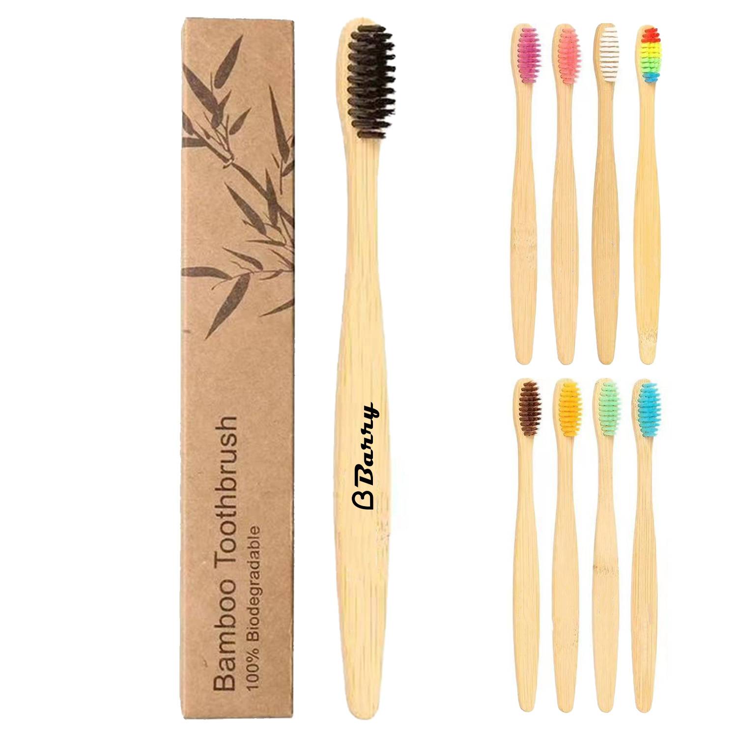 Pure natural bamboo soft bristle toothbrush