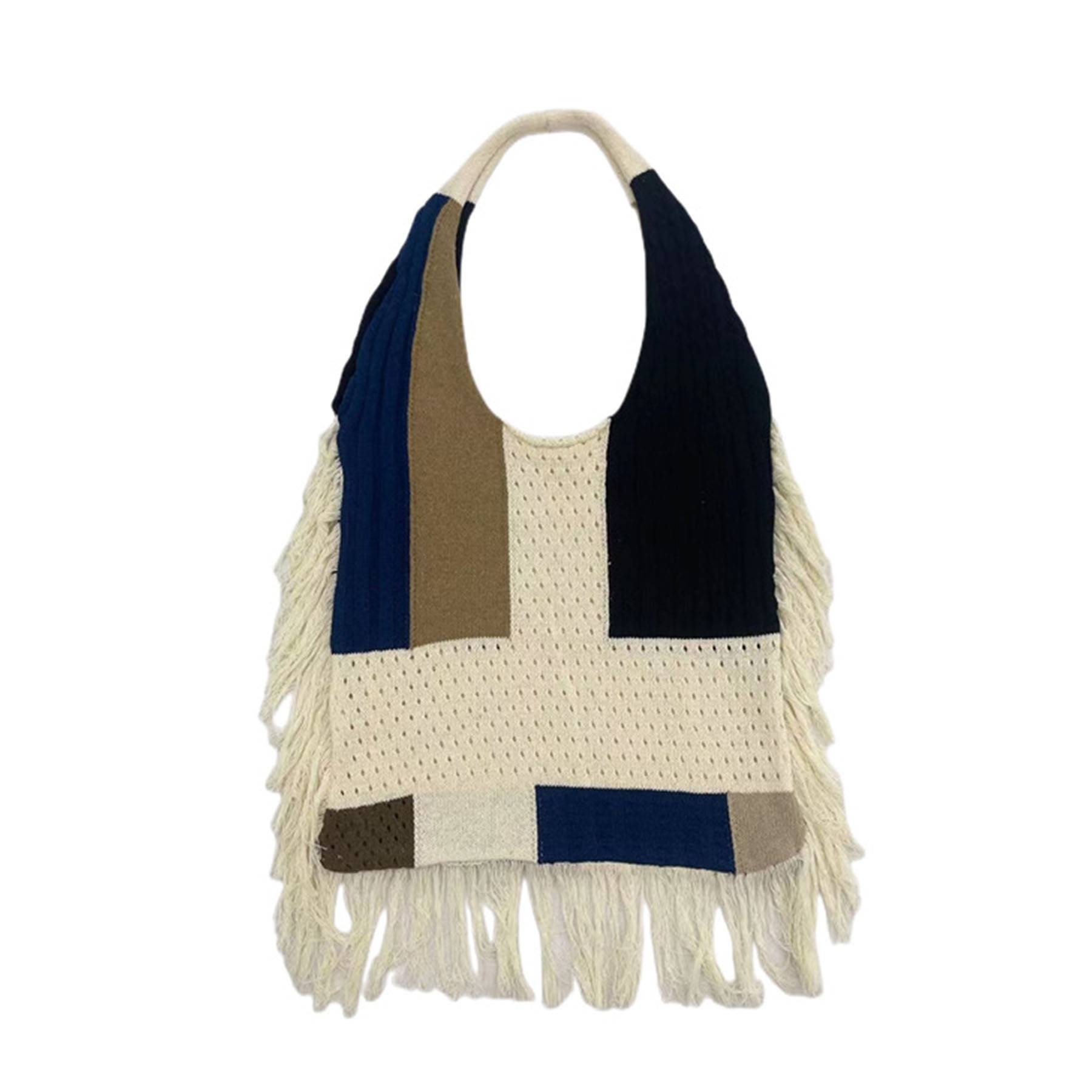 Polyester Multi-colored Knitted Tote Bag 1