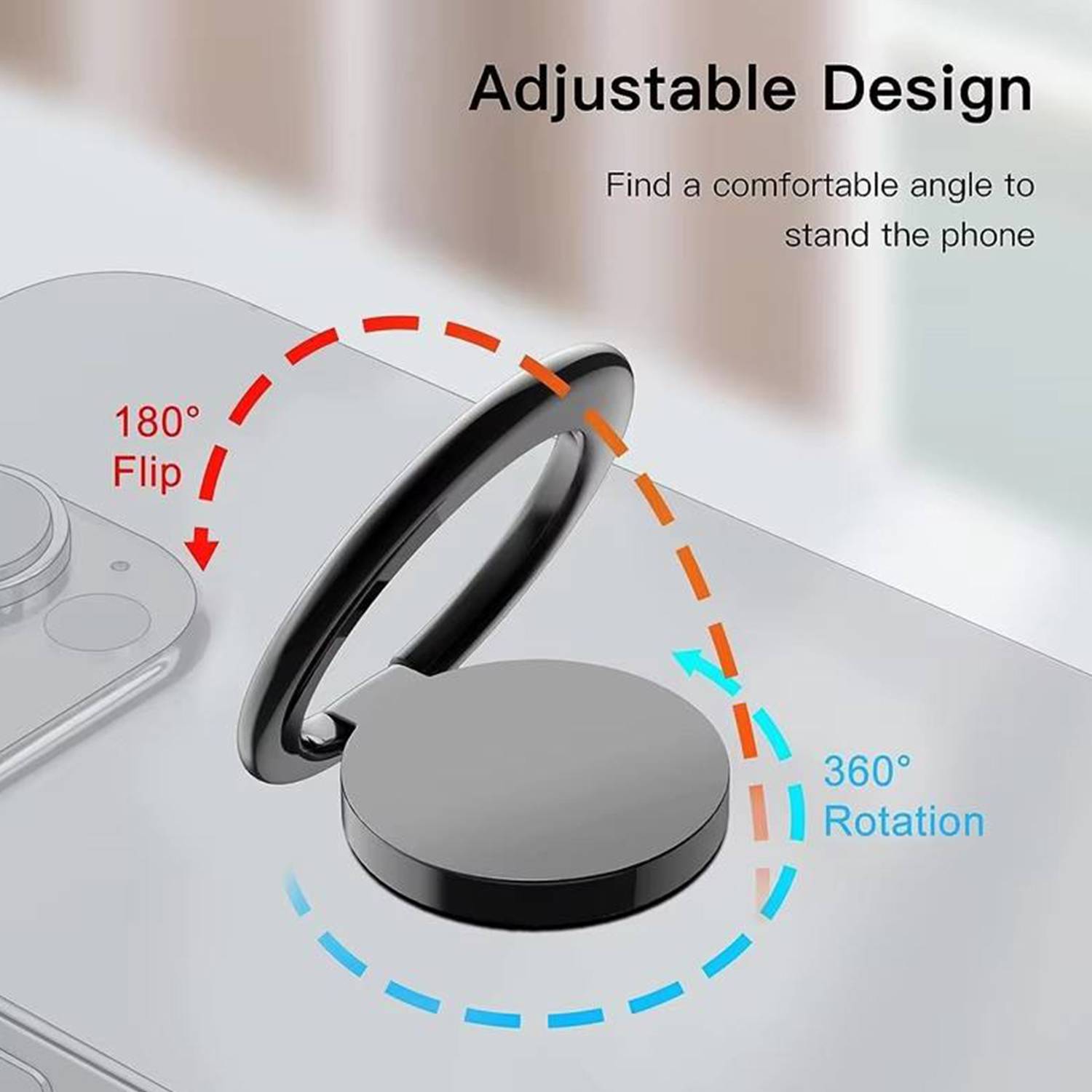 Zinc Alloy Adjustable Phone Ring Holder Stand 7