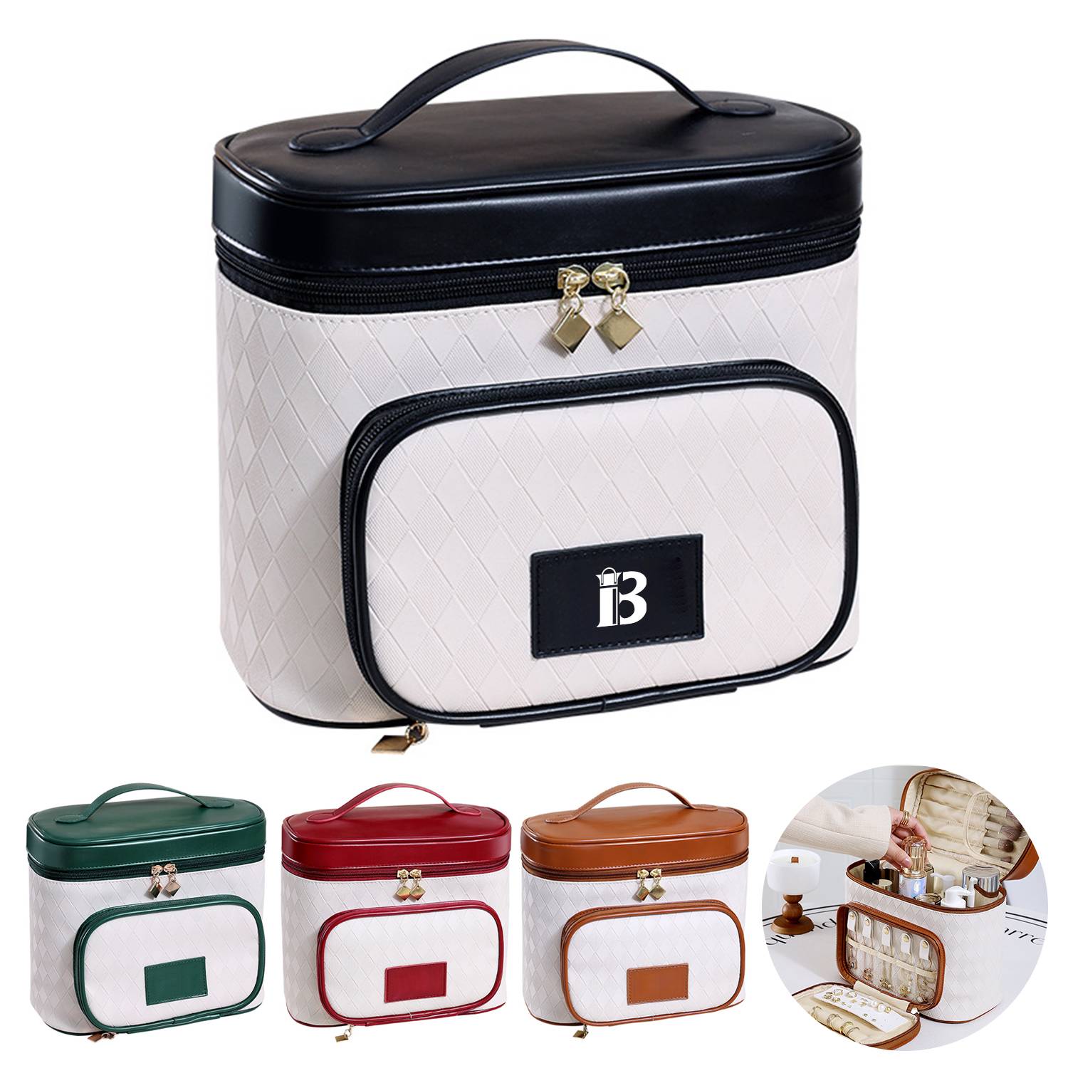 PU Leather Travel Essentials Makeup Bag