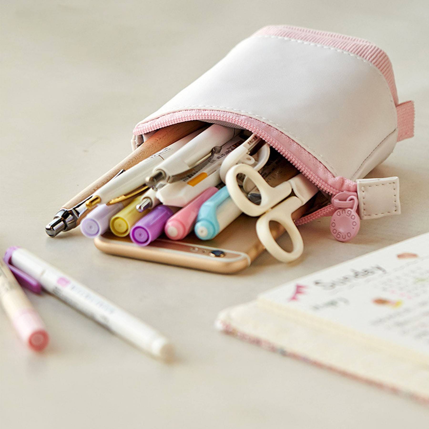 PU Corduroy Expandable Pen Case 2