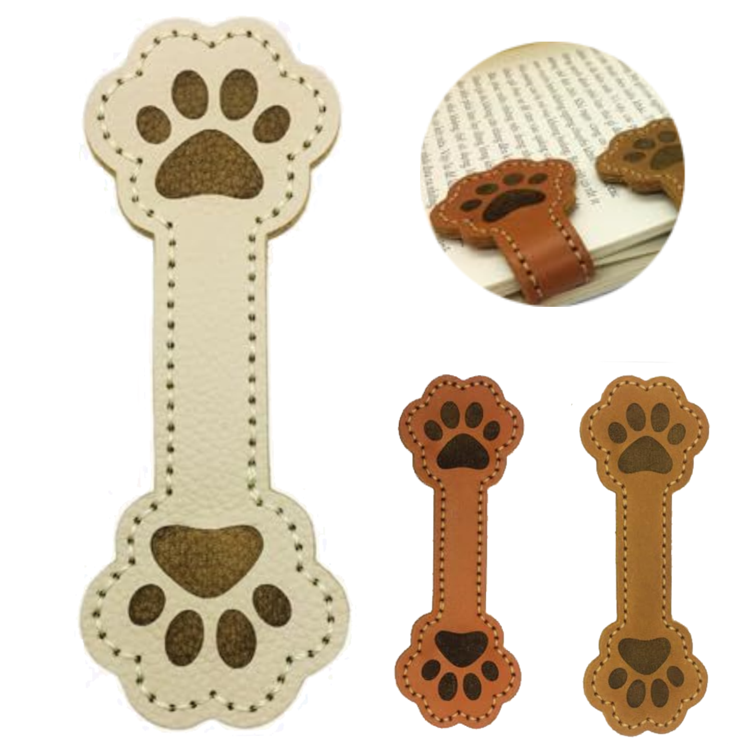 PU Leather Dog Paw Magnetic Bookmark 6