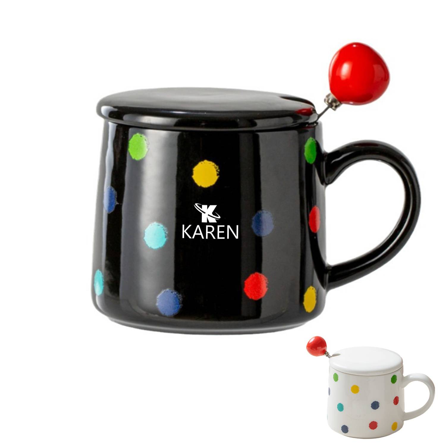 Cute Ceramic Cup With Lid And Spoon Novelty Mug