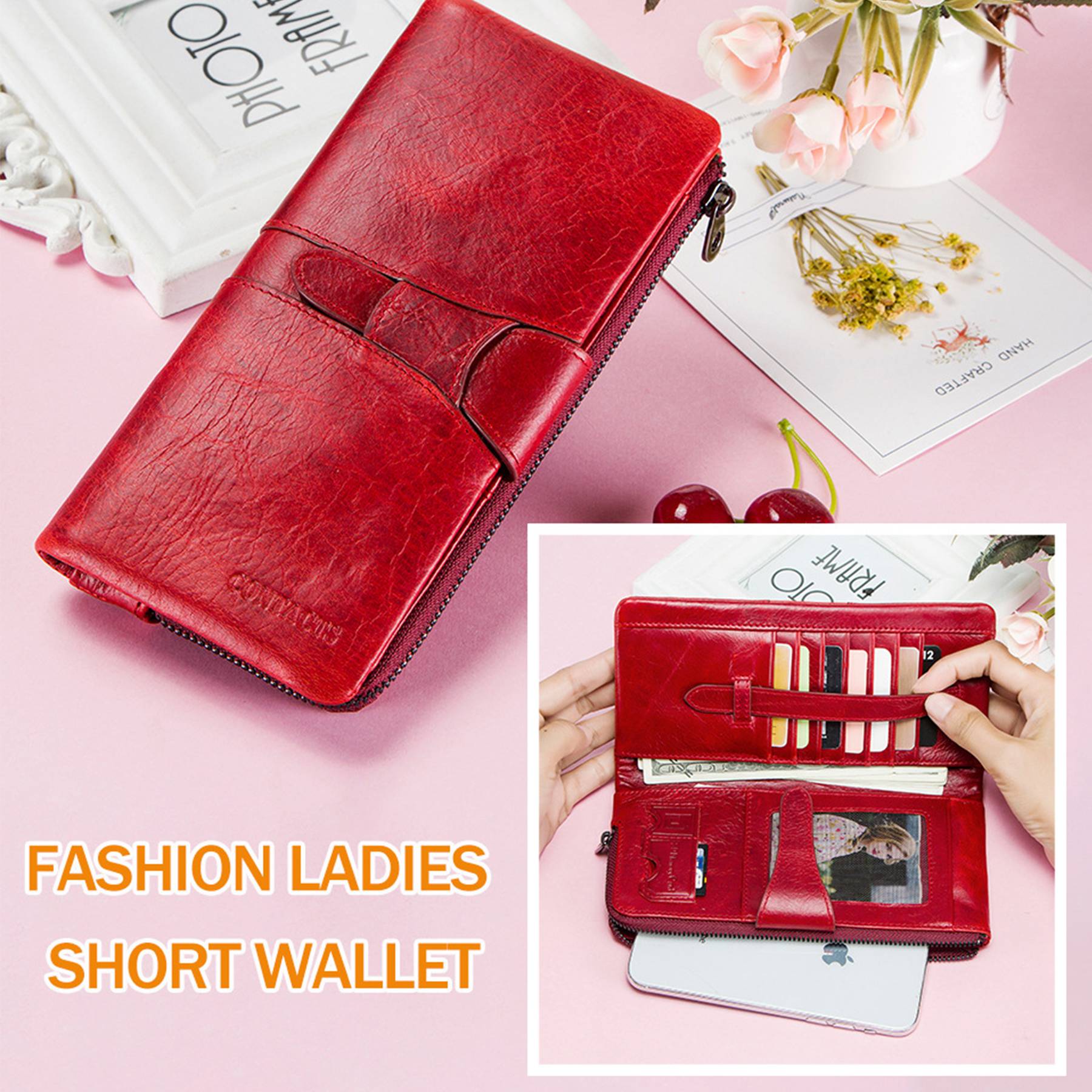 Genuine Leather Waterproof Large-capacity Buckled Wallet 4
