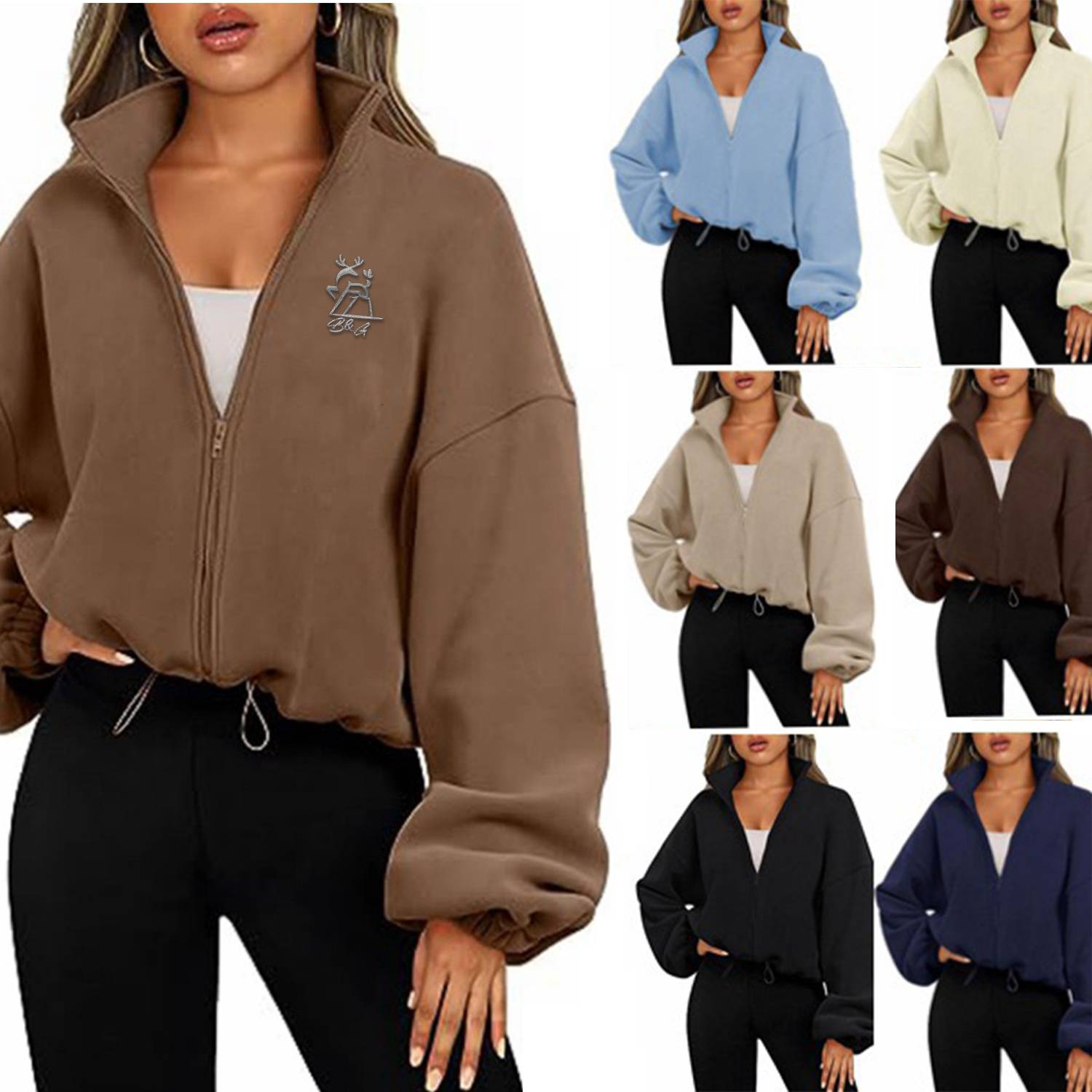 Zip Up Hoodies Oversized Long Sleeve Sweatshirts
