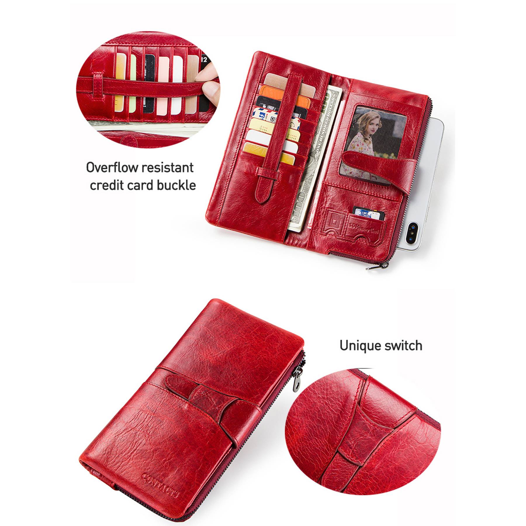 Genuine Leather Waterproof Large-capacity Buckled Wallet 2
