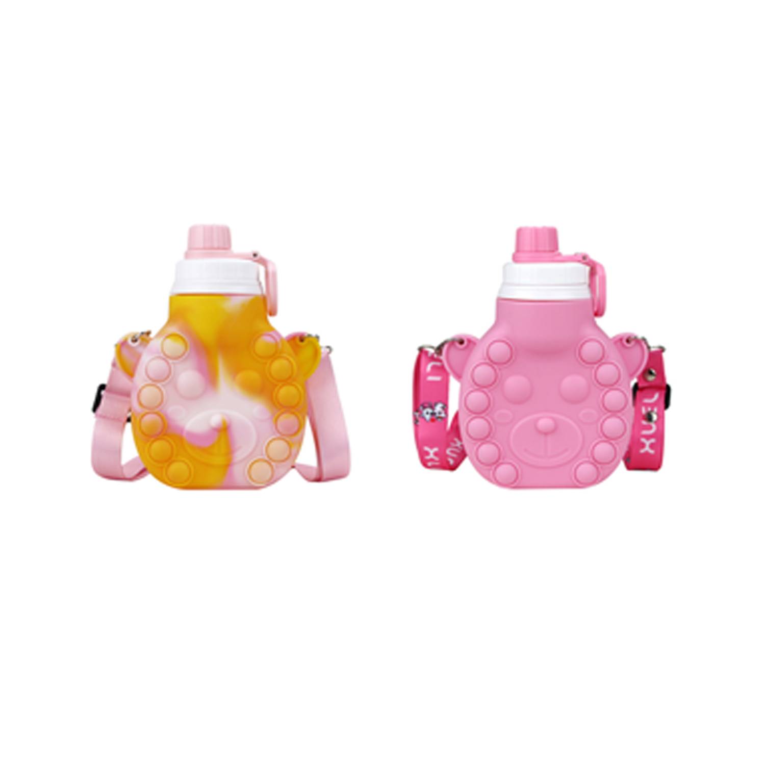 Silicone Collapsible Water Bottle With Embossed Push Bubble 1