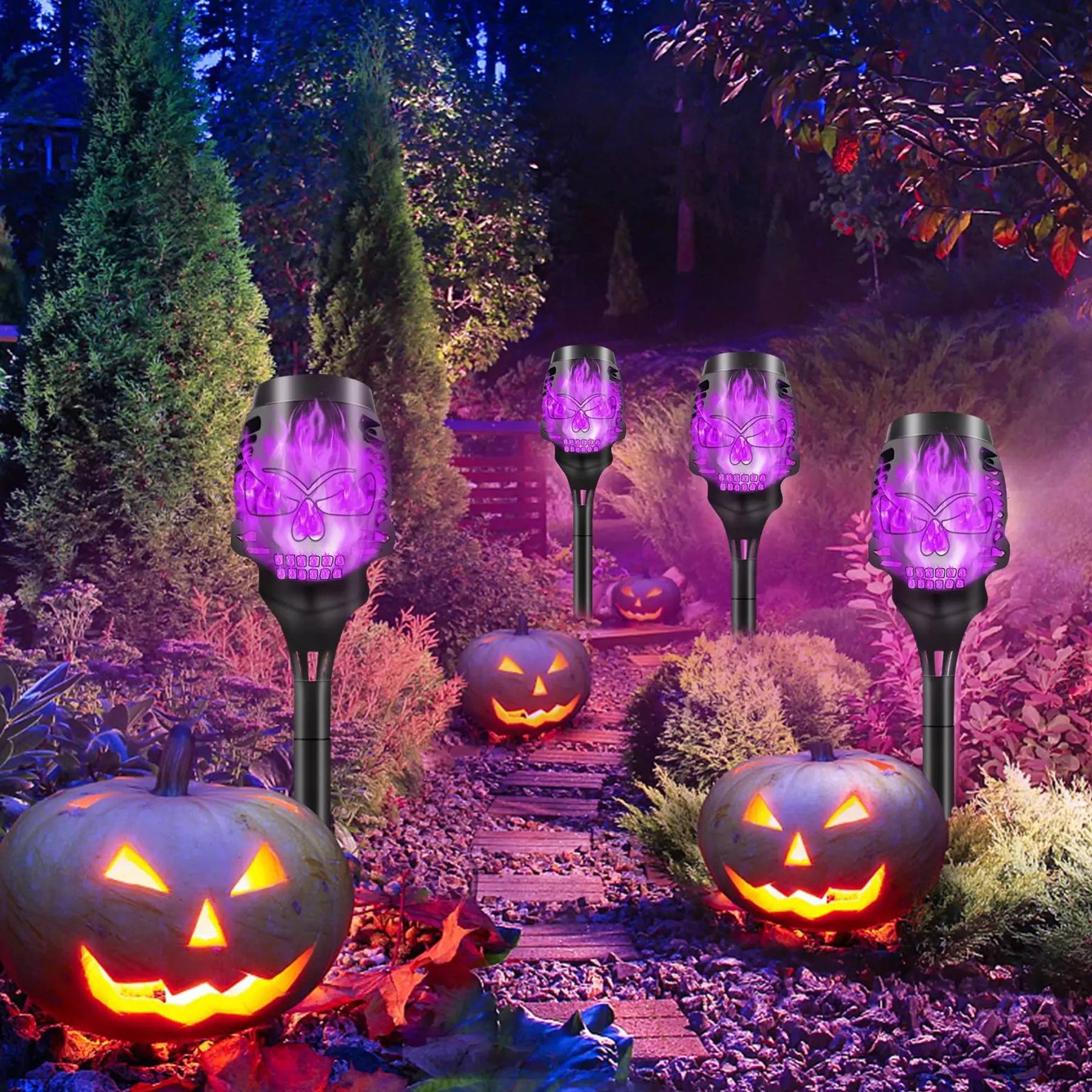 LED Solar Halloween Courtyard Flame Light 4