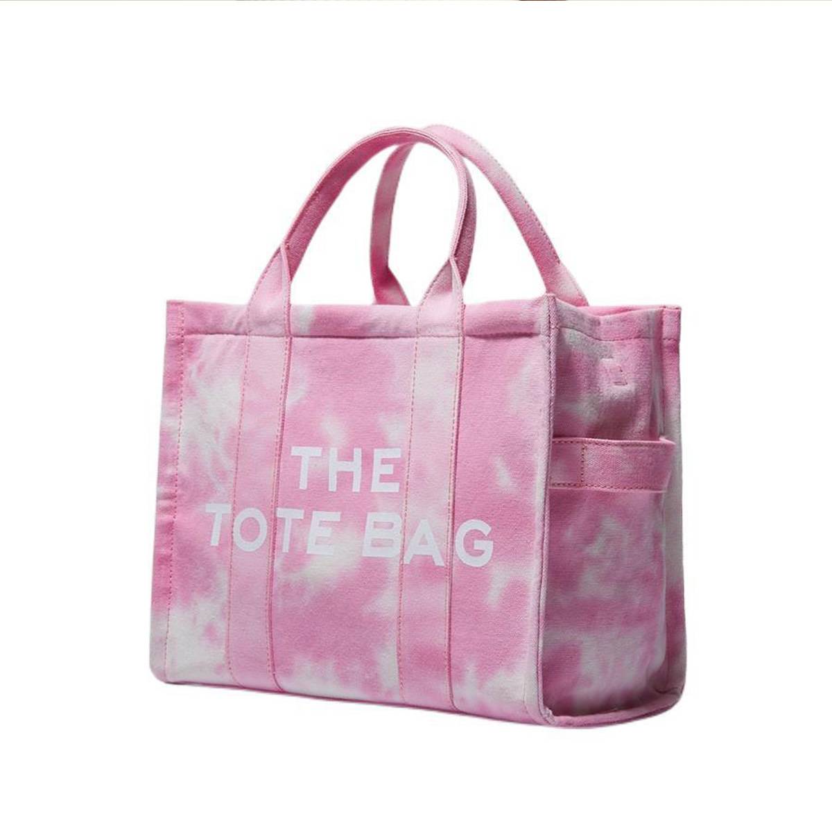 Dyed And Printed Canvas Tote Bag With Zipper Pocket 4
