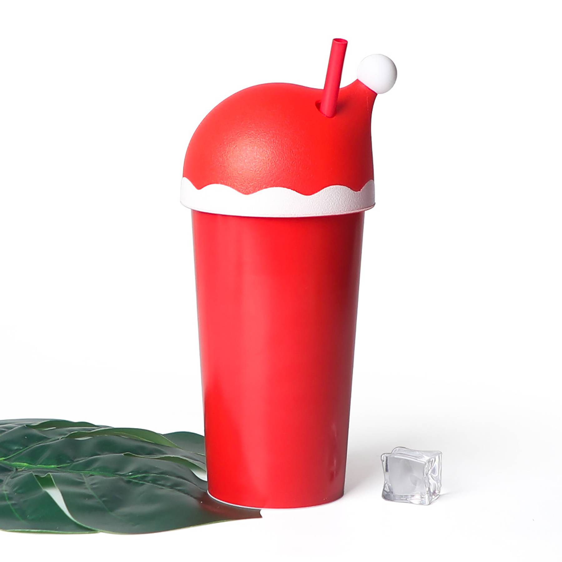 Customized Christmas Hat Straw Plastic Cup 2