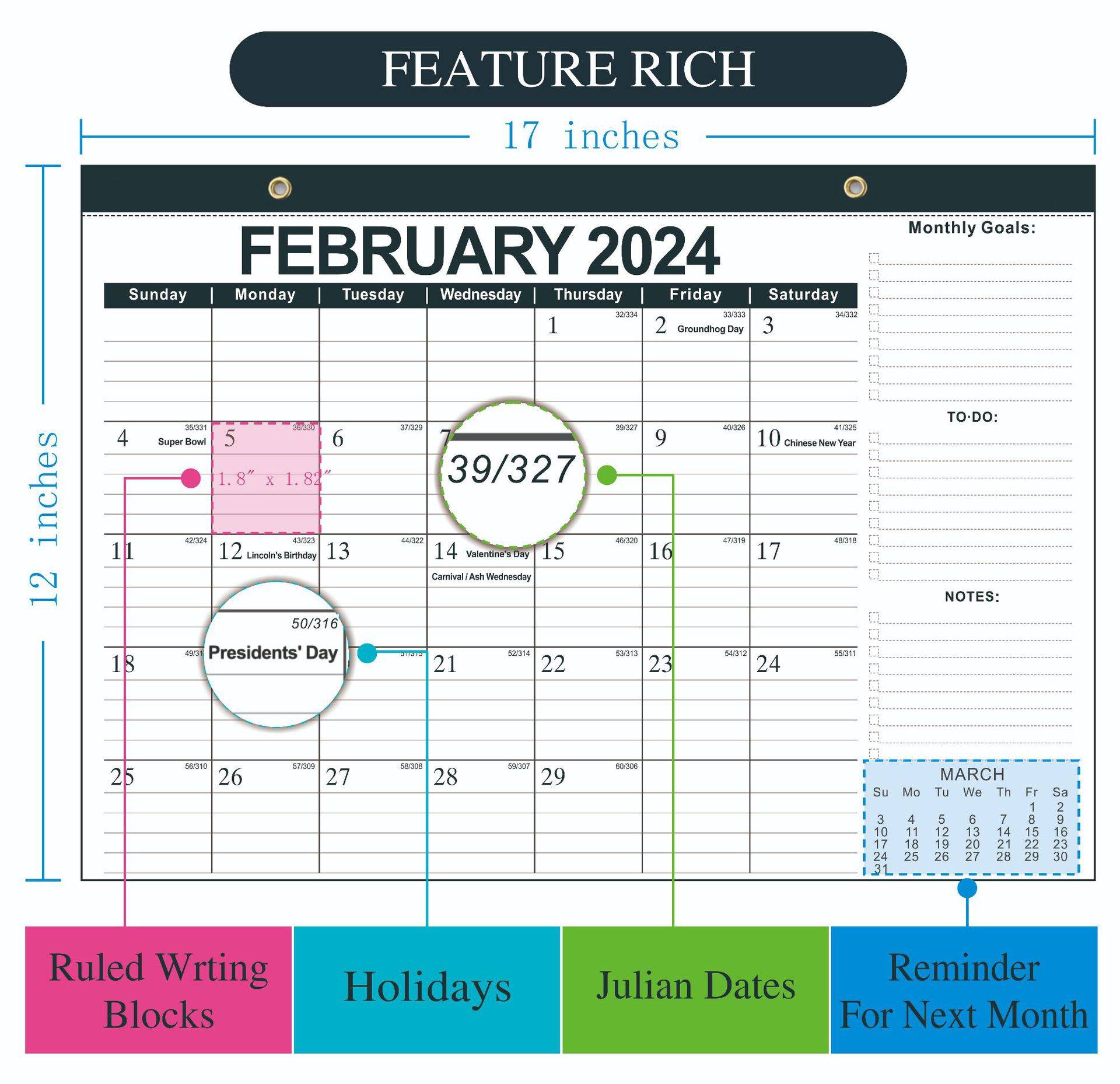 2024-2025 Wall Calendar 18 Months 5