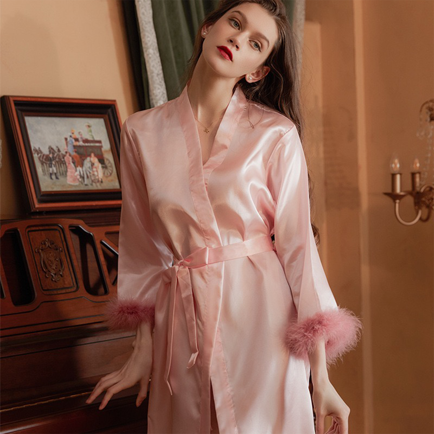 Women's Simulated Silk Feather Nightgown 4