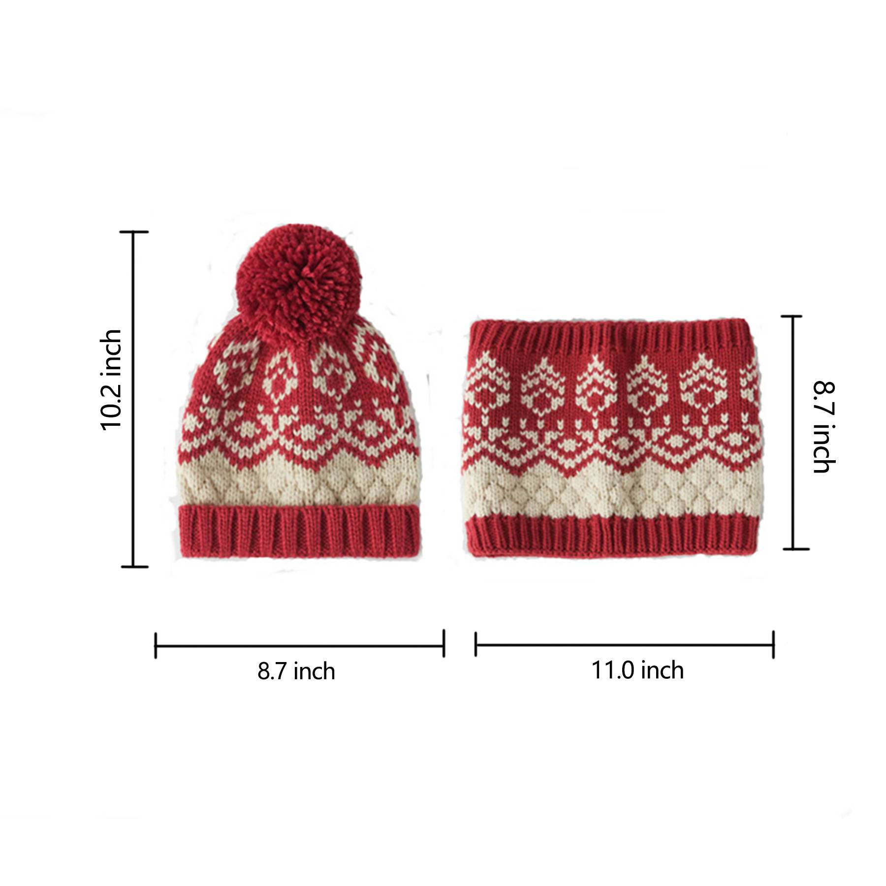 Christmas knitted hat neck bib two-piece for Girls and Boys 1