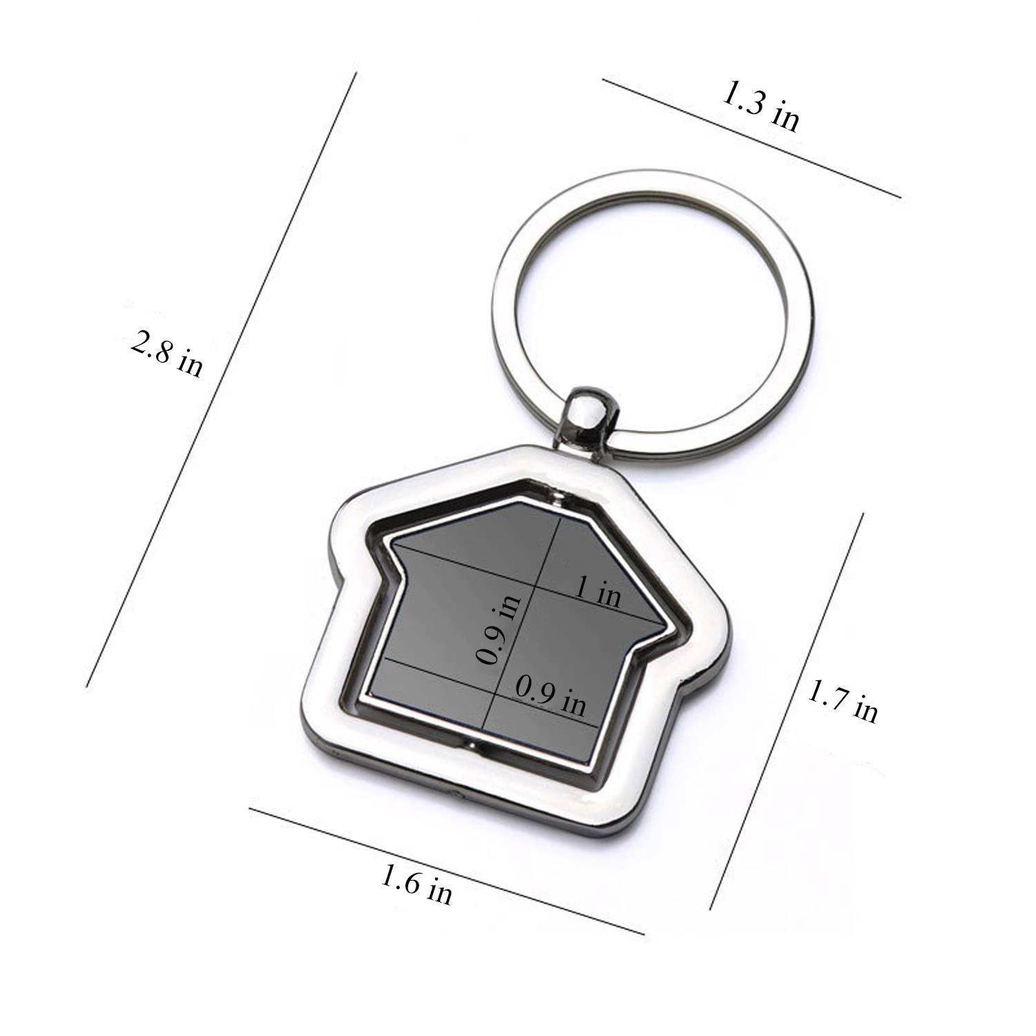 House-Shaped Double Sided Rotating Metal Keychain 1