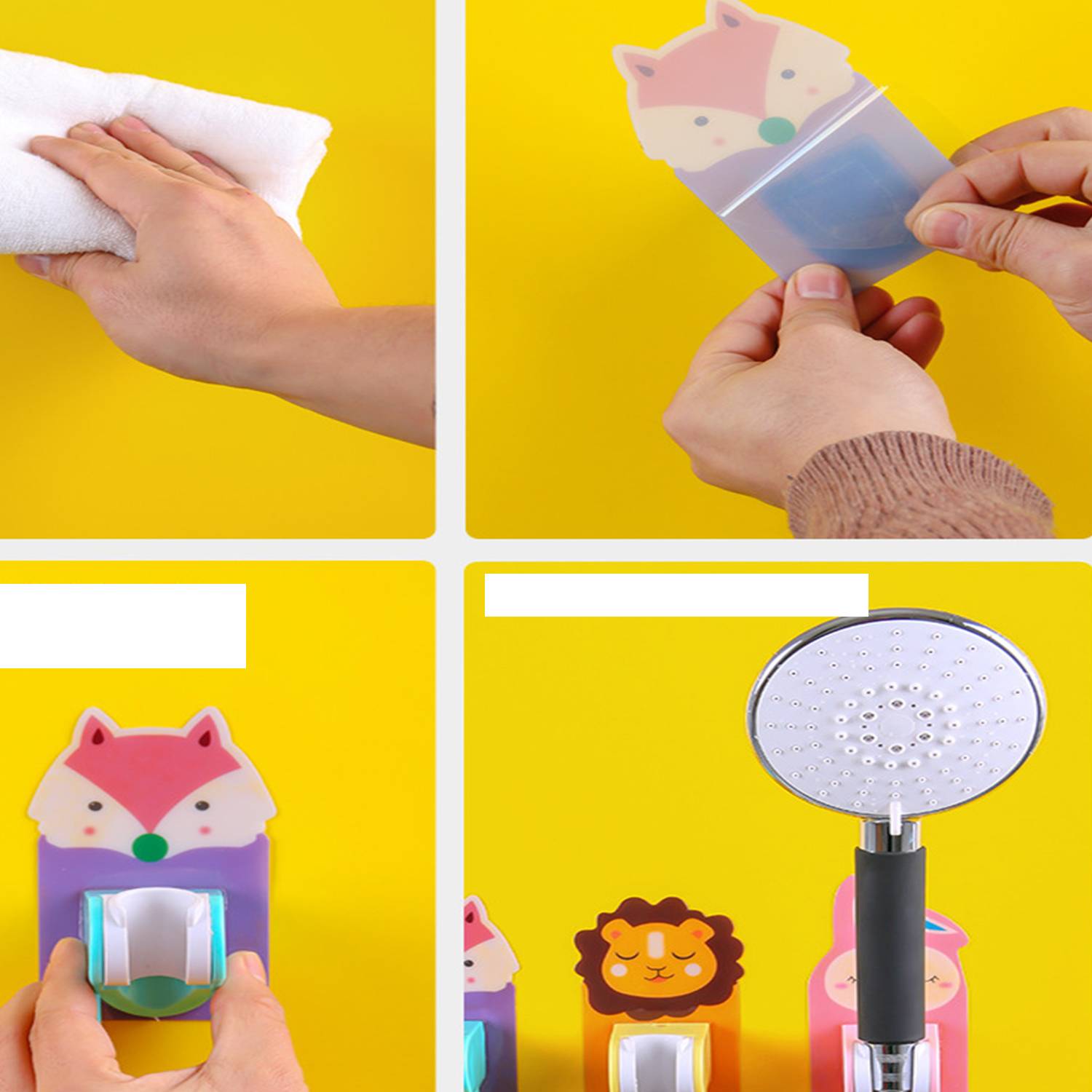 Adjustable Shower Head Holder Cartoon Fox Punch 7