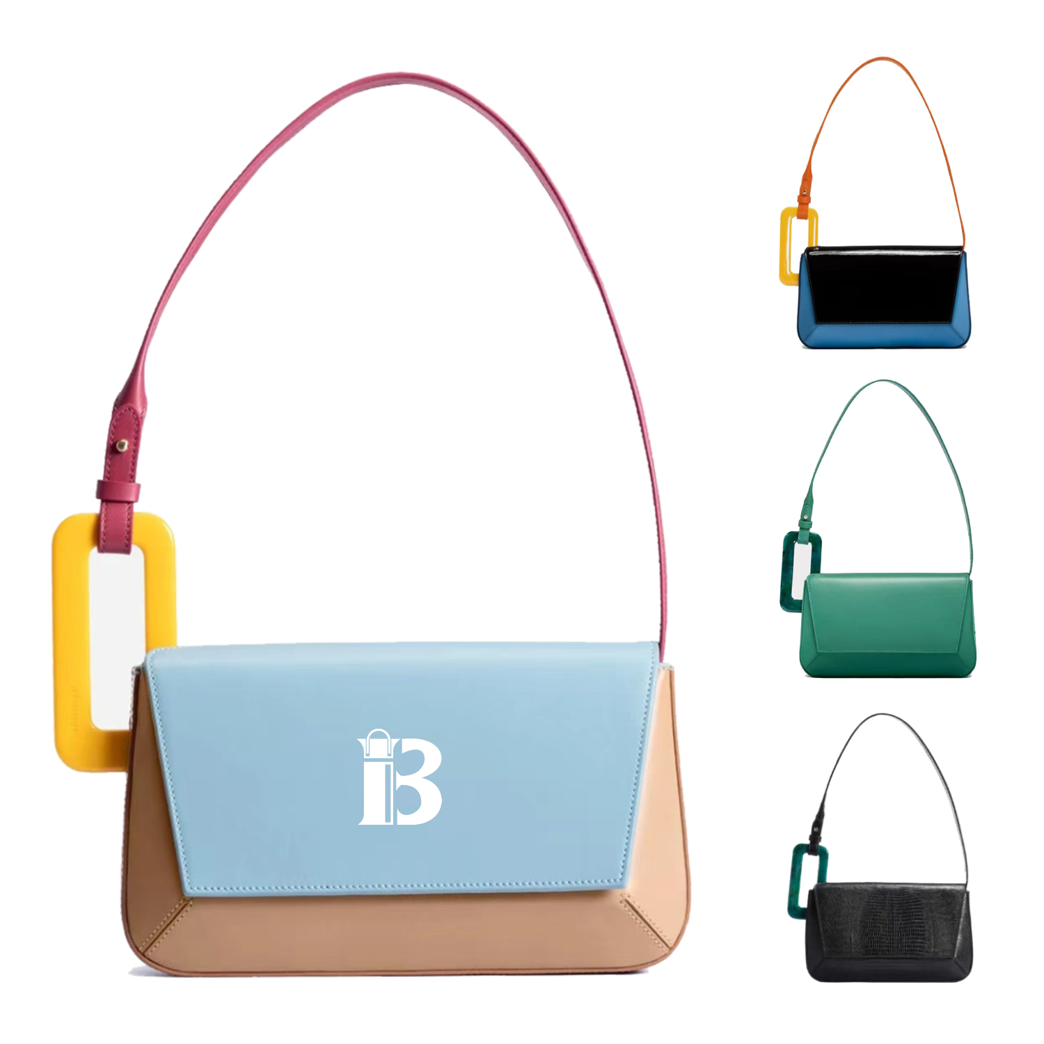 Splicing small square tote bag